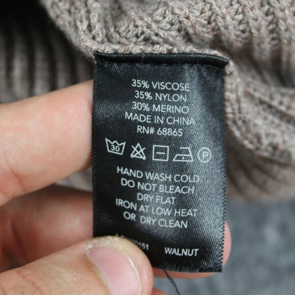 Le Ore Sweater 1X Lodi Pointelle Knit Pullover Walnut Brown Mock Neck Chic Work - Picture 11 of 12